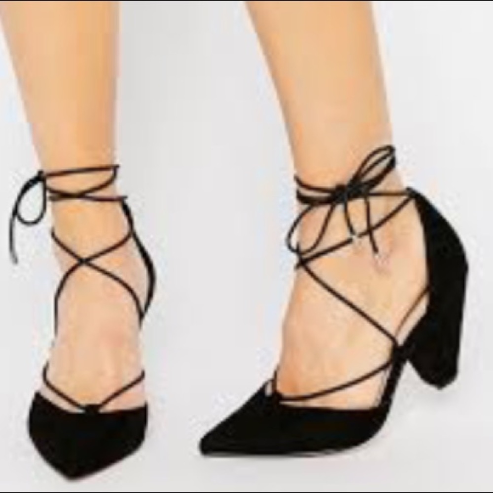SOLD ASOS Suede Black Lace Up Pumps
